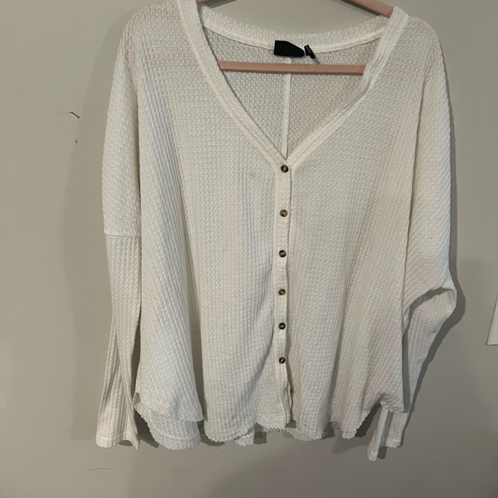 Urban outfitters white waffle knit blouse